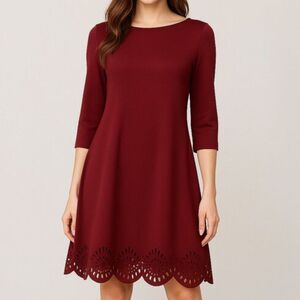 A-Line Dress Laser Cut Hem Size Medium Romantic Classic Minimalist Style